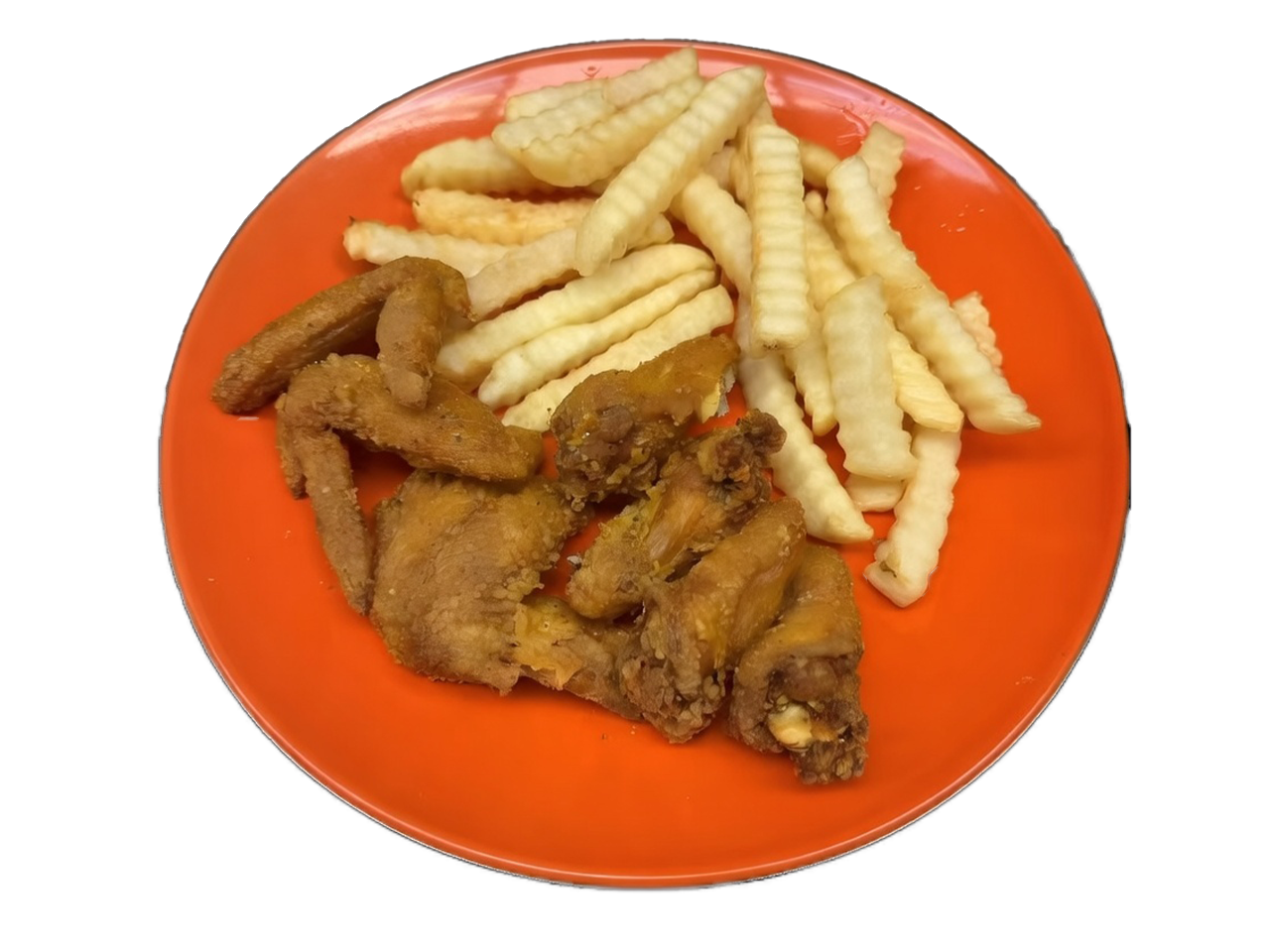 Fried Chicken Wings with Crinkle-Cut Fries at China Taste, Chinese Restaurant in Bus South
