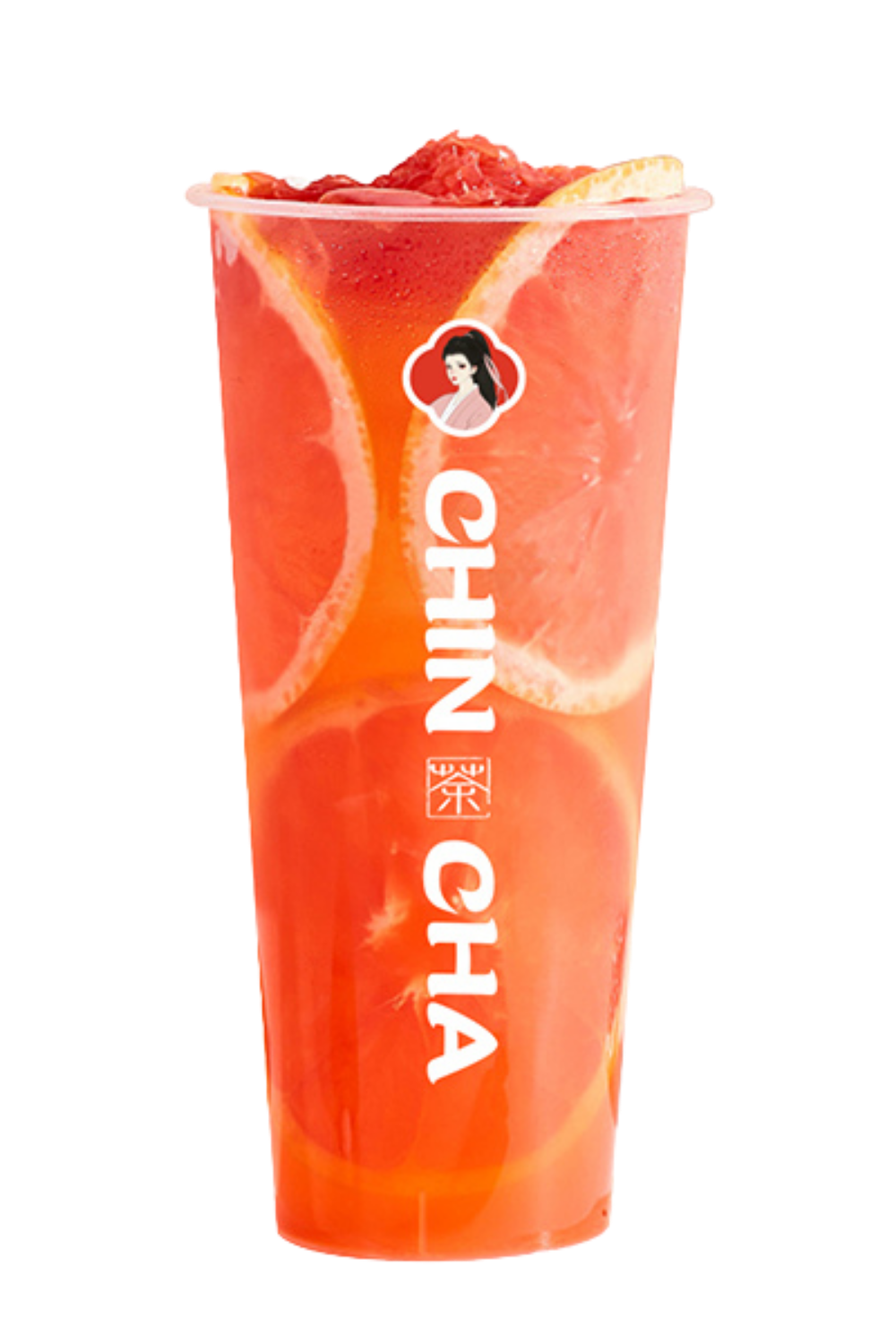 Grapefruit fruit tea with fresh grapefruit slices at Chin Cha, a Bubble Tea Store in Wood Village