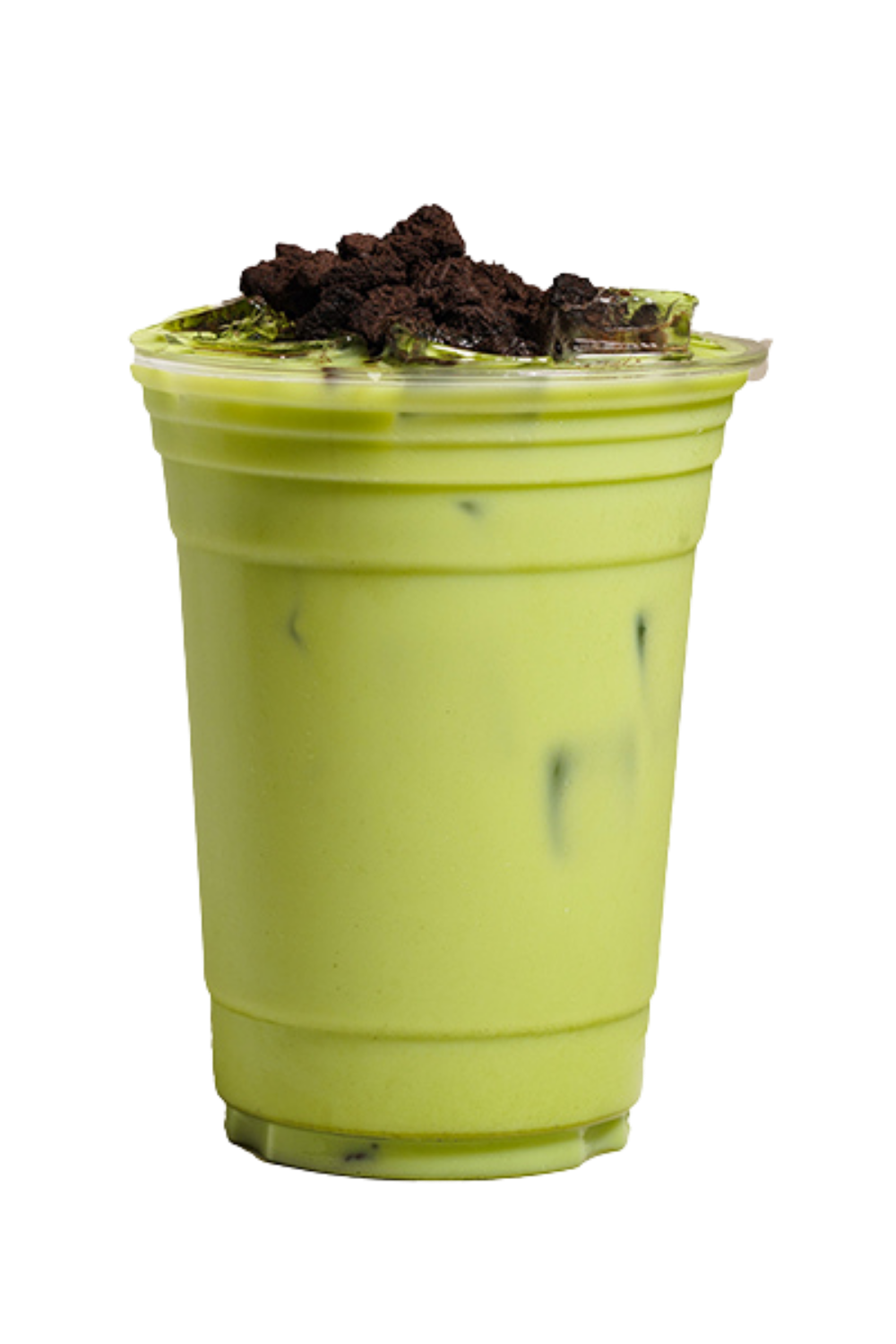 Iced matcha drink topped with Oreo crumbs at Chin Cha, a Bubble Tea Store in Wood Village