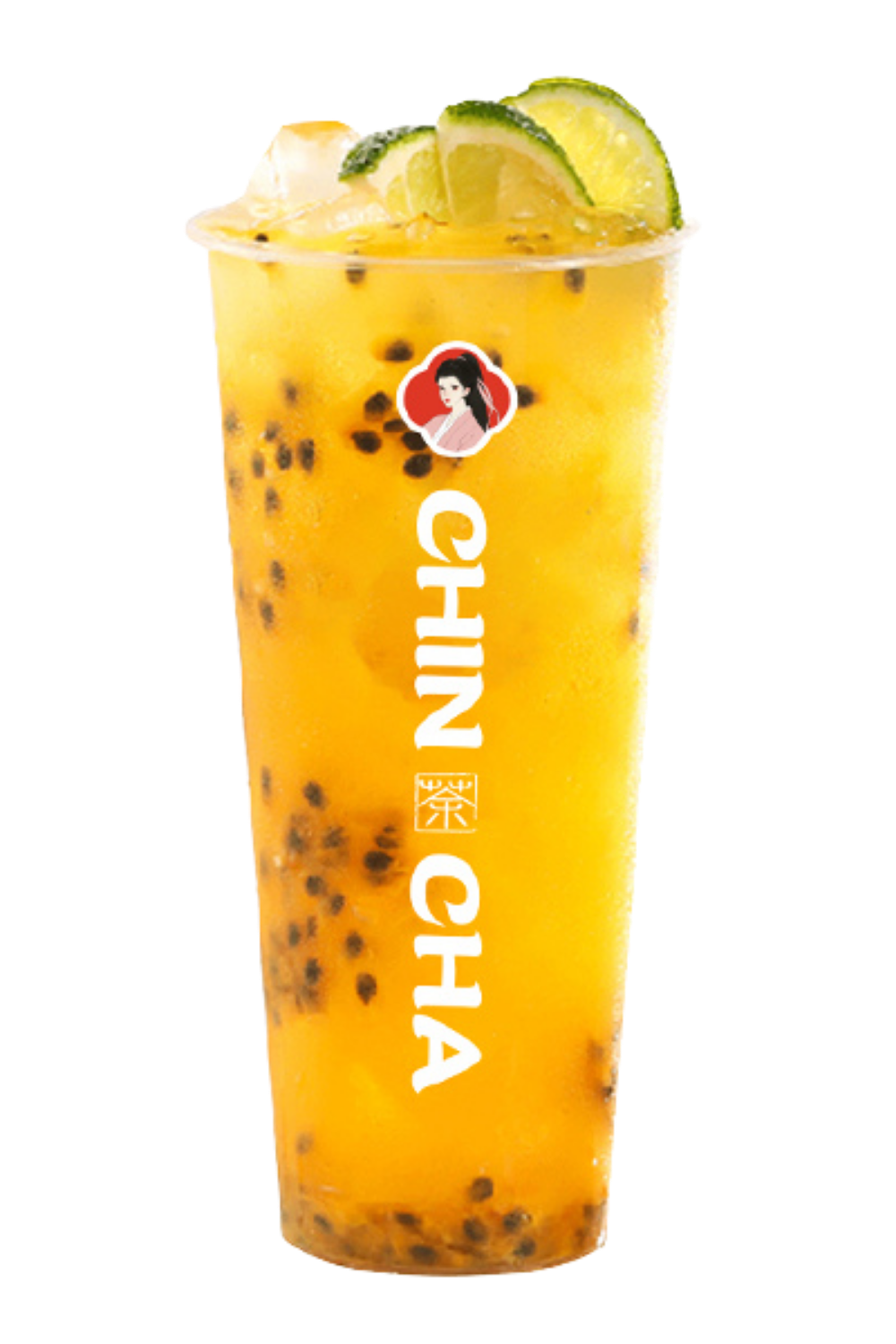 Passion fruit tea with lime slices and ice at Chin Cha, a Bubble Tea Store in Wood Village