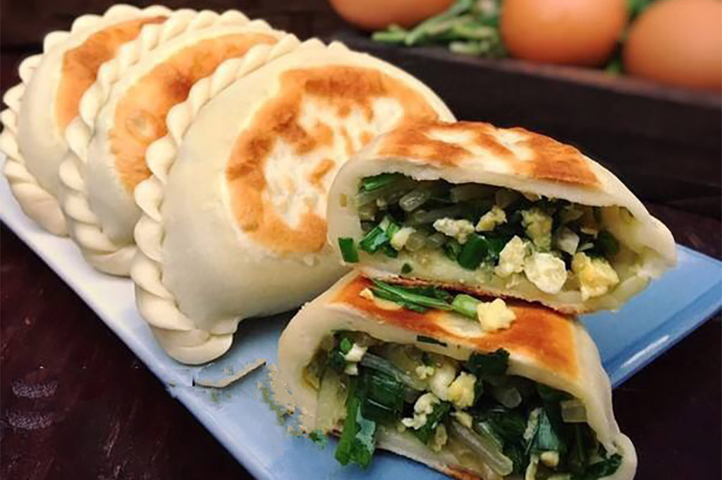 Pan-fried pancakes filled with leek and egg at Chinese Dumpling, a Chinese Restaurant in Midland