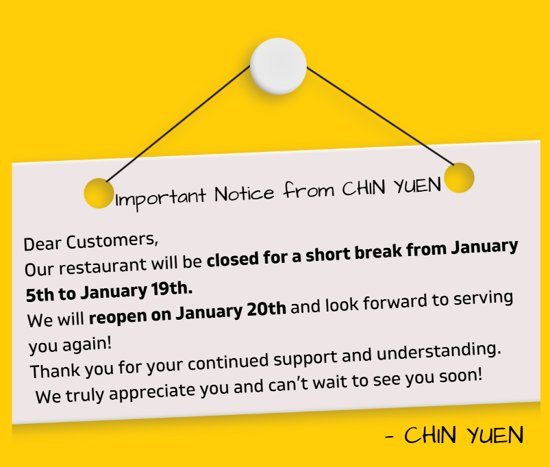 Important Notice from CHIN YUEN