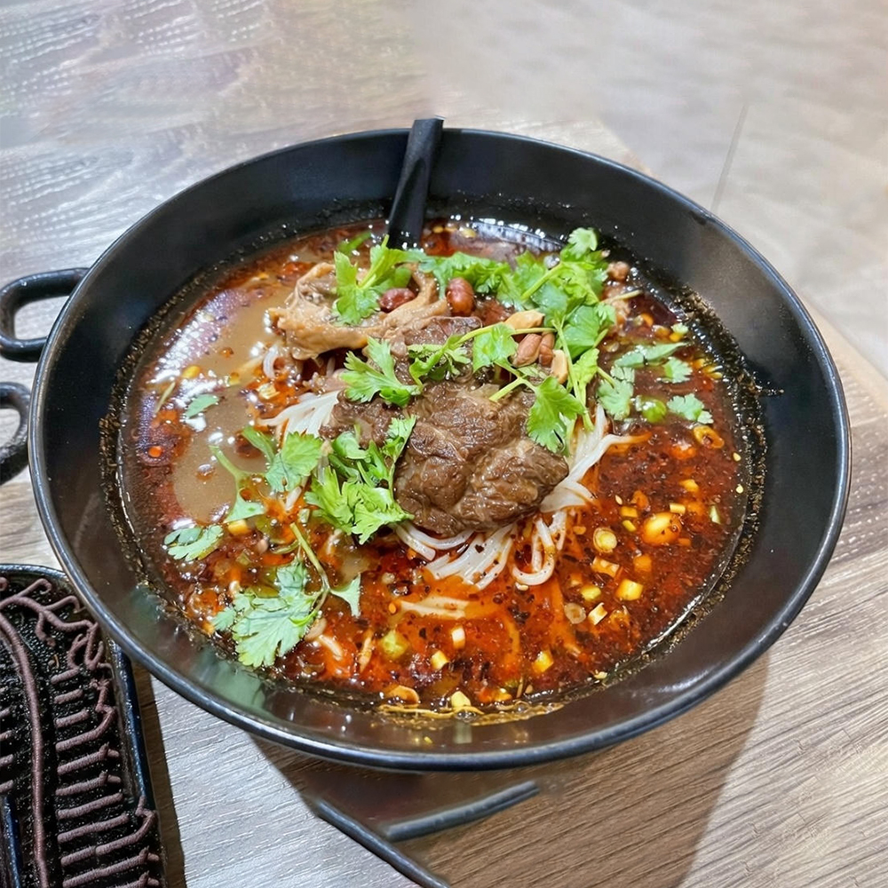 Spicy Mushroom Noodle Soup at Chong Qing Noodle, Chinese Restaurant in Newark