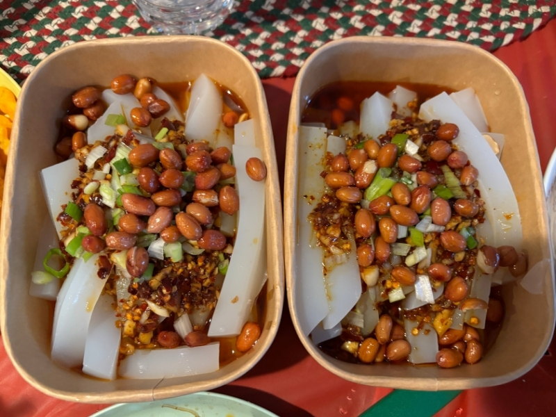 Chilled mung bean noodles with peanuts and chili at Noodle Time, a Chinese Restaurant in Flushing