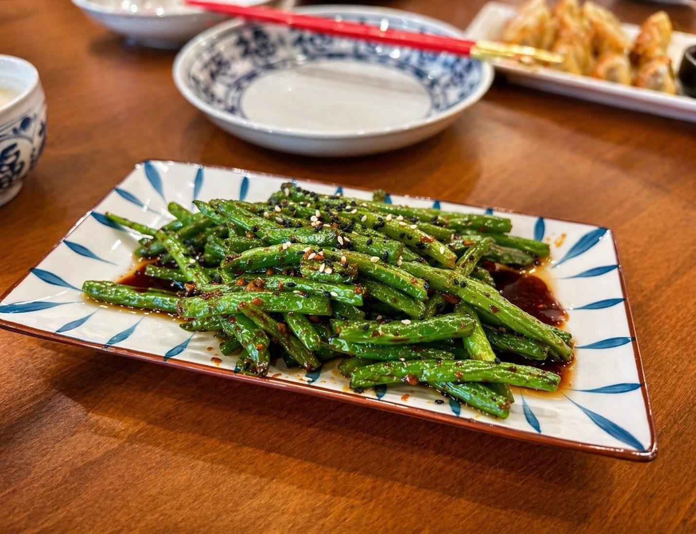 Stir-fried green beans with sesame seeds at Chop Bento, a Asian Restaurant in Oxford