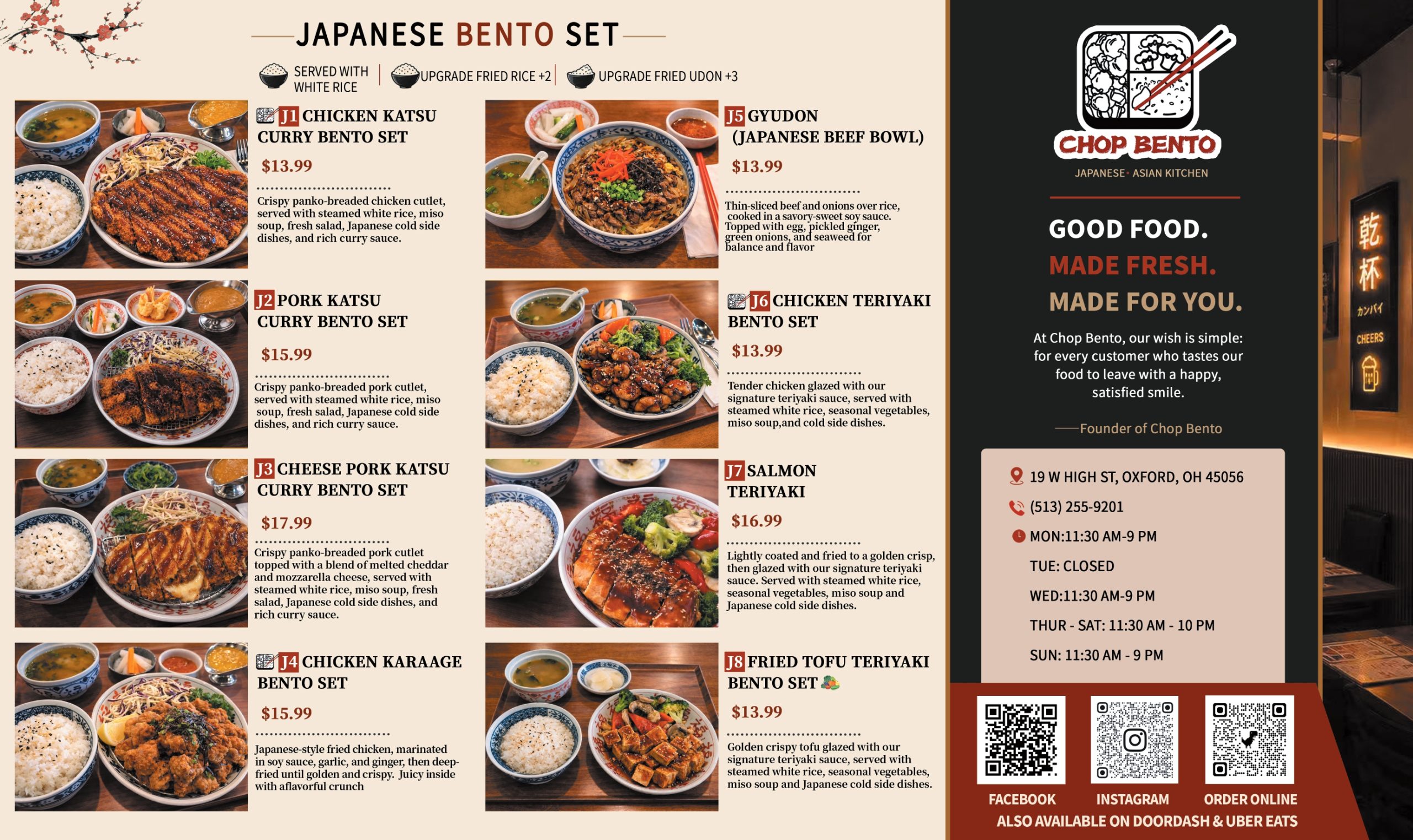 Restaurant menu 1, detailed description provided below