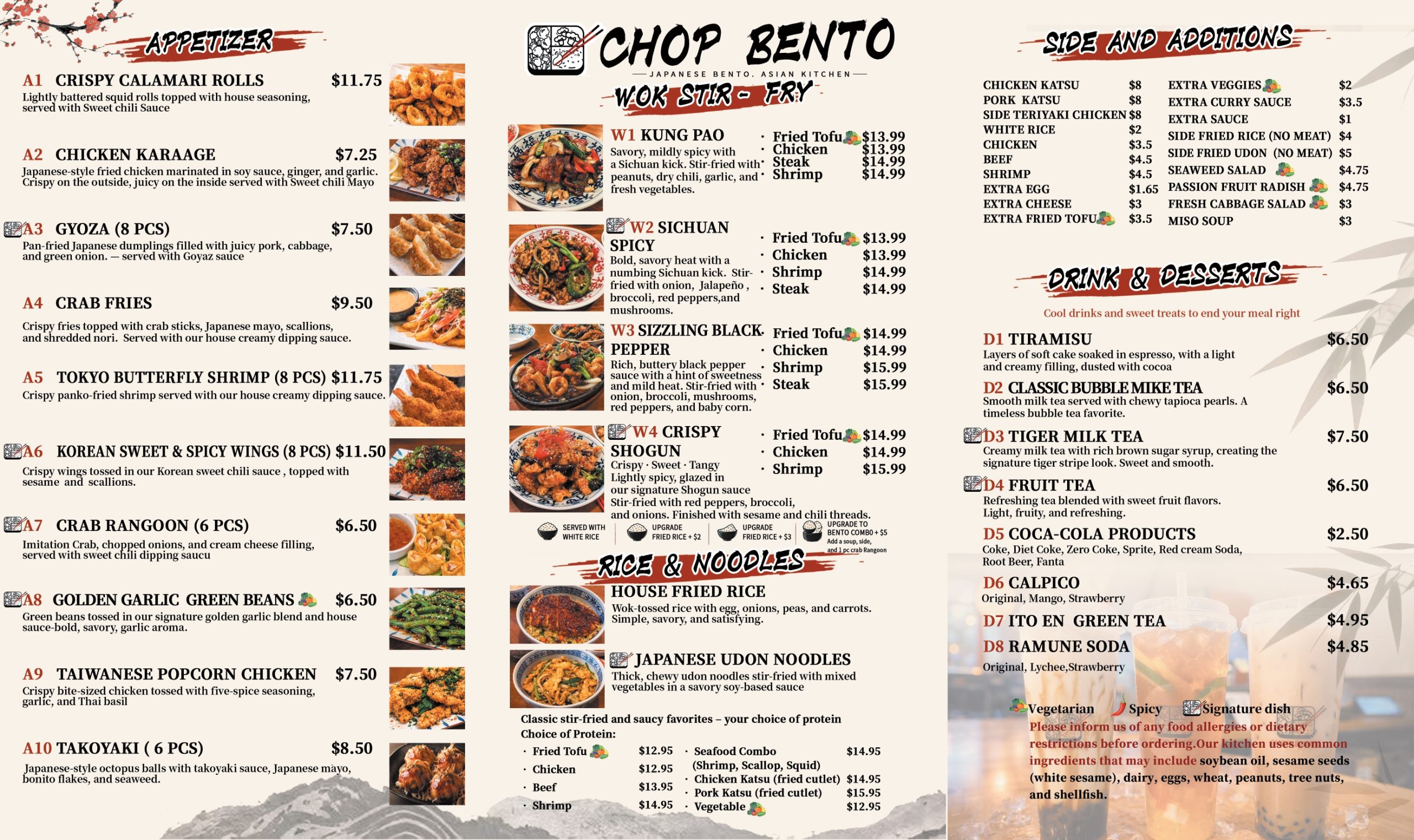 Restaurant menu 2, detailed description provided below