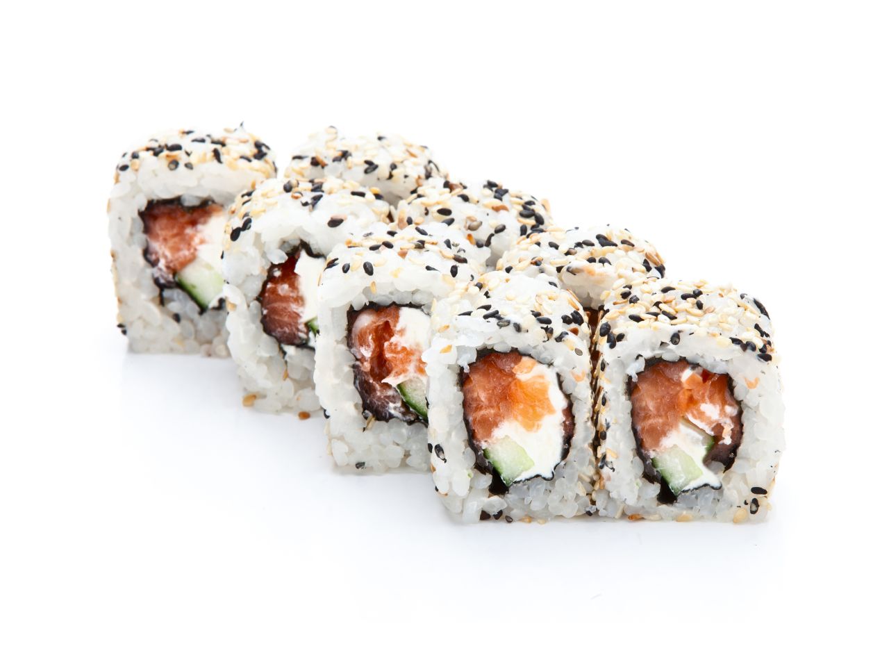 Sesame salmon cream cheese sushi roll at Chopstick Ramen And Sushi, a Asian Fusion Restaurant in New Windsor