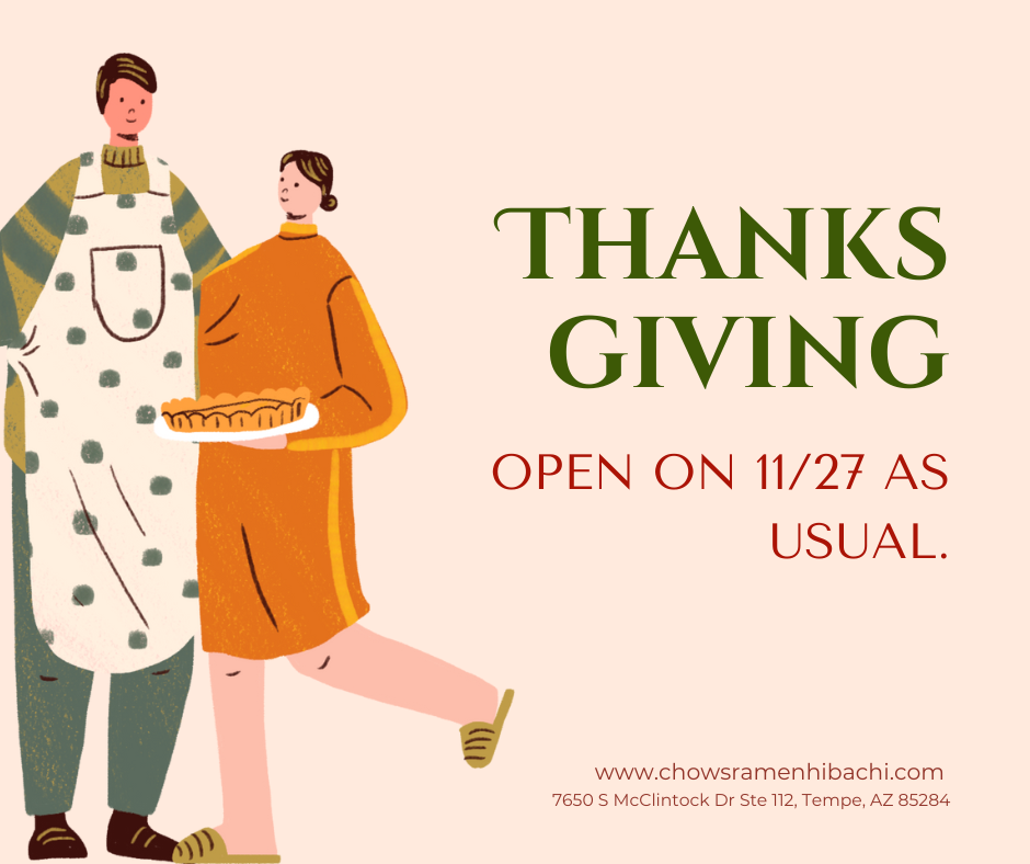 Thanksgiving notice – open on 11/27