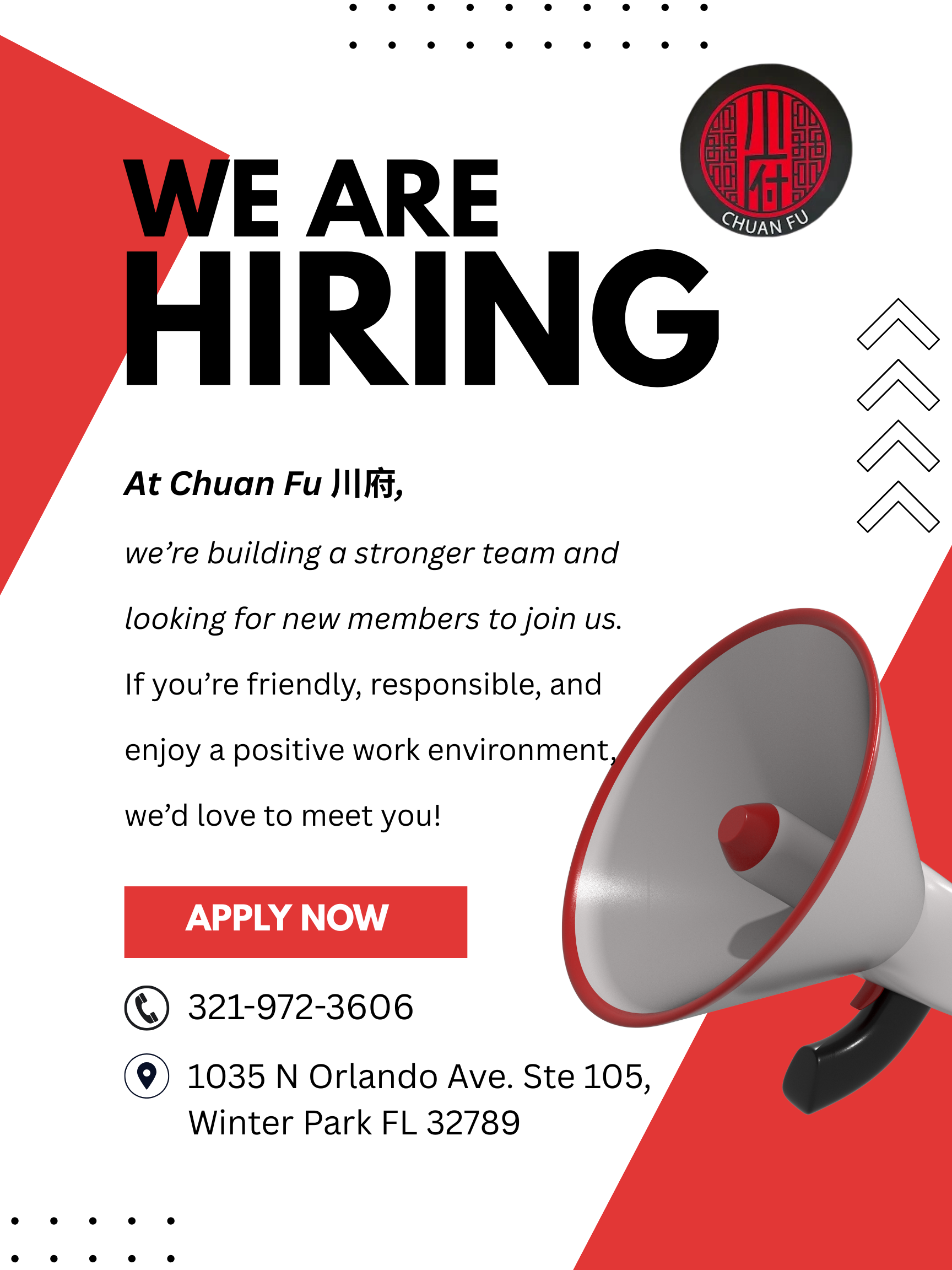 Chuan Fu 川府 is hiring!