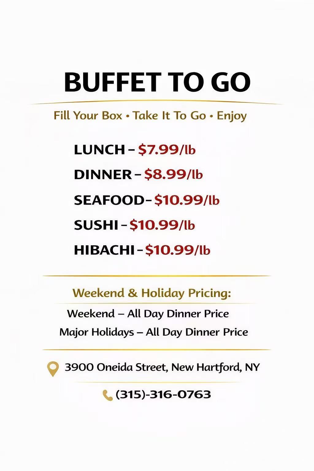CNY Asian Buffet menu 1, detailed description provided below