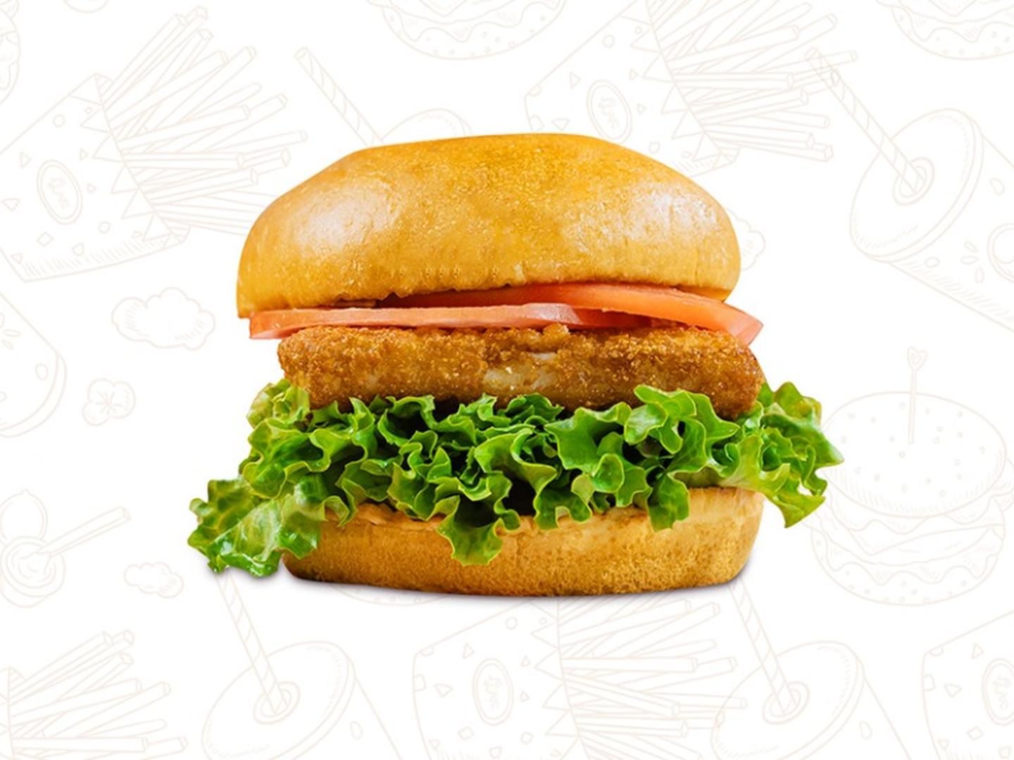 Cod burger with lettuce and tomato at Crispy Burger, a Fast - Food Restaurant in Cut Off