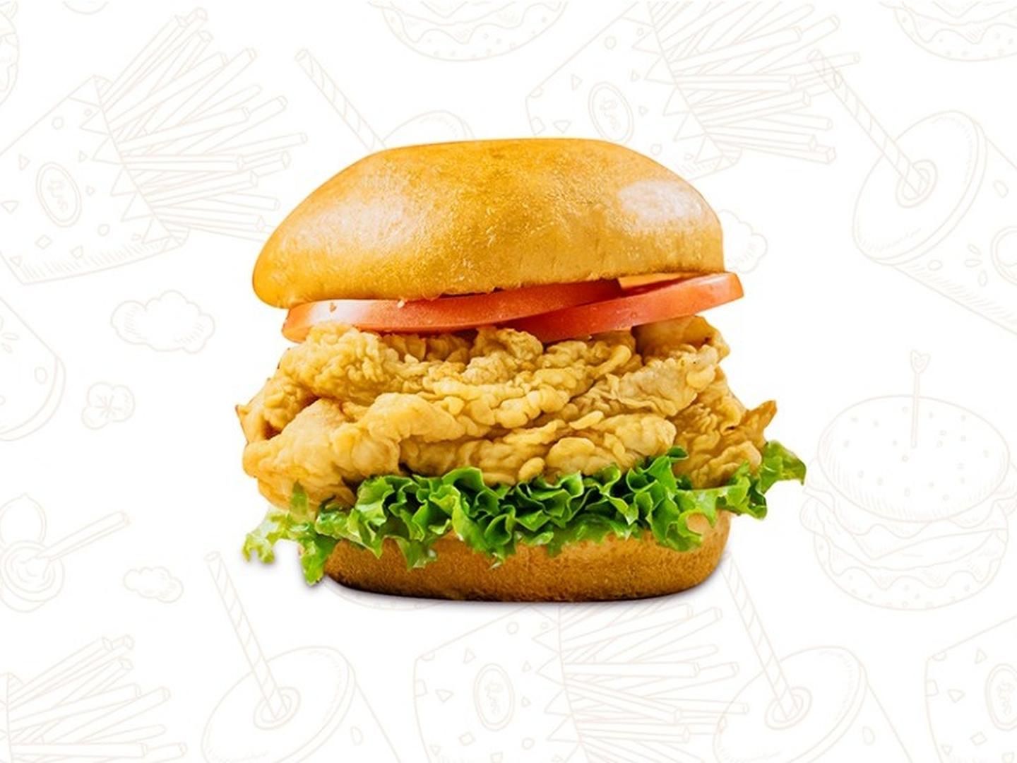 Crispy chicken burger with lettuce and tomato at Crispy Burger, a Fast - Food Restaurant in Cut Off