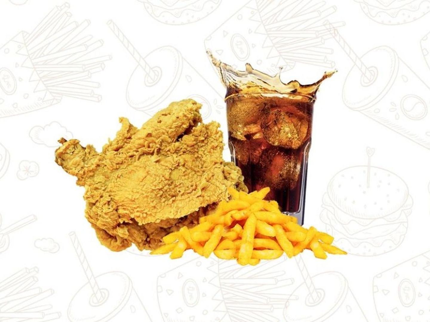 Pistol leg combo with fries and drink at Crispy Burger, a Fast - Food Restaurant in Cut Off