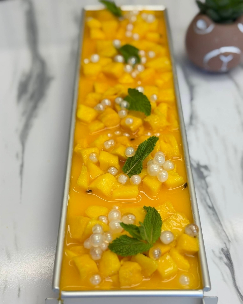 Fresh mango cake with pearls at Crunchy Sweet, a Ice Cream Shop in Portland