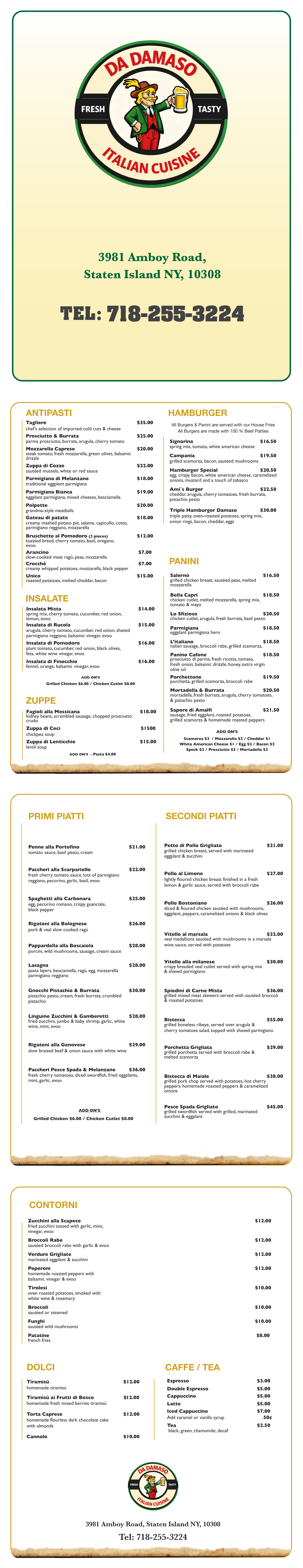 Restaurant menu 1, detailed description provided below