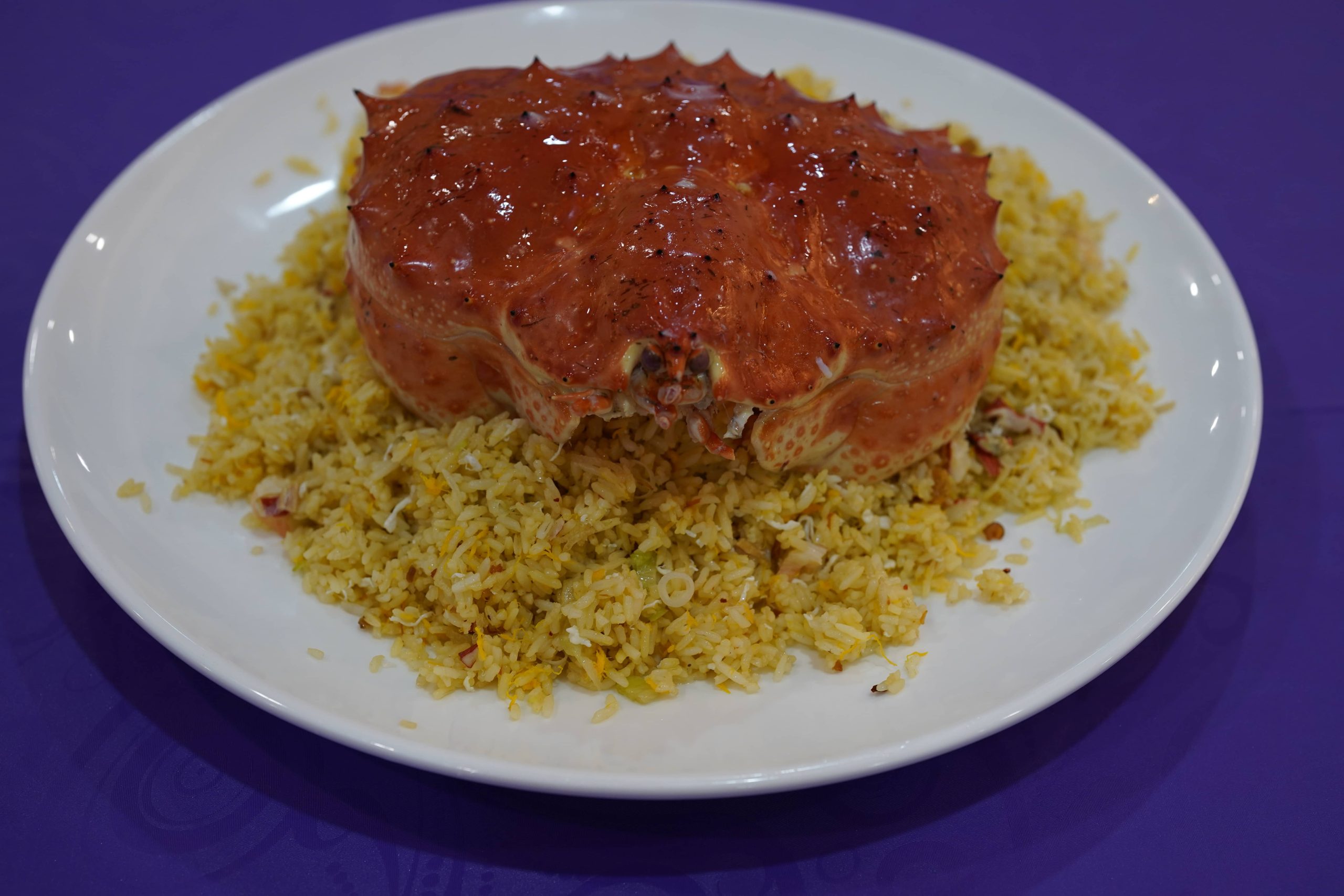 King crab with fried rice at Dak Sing Palace, a Chinese Restaurant in Brooklyn