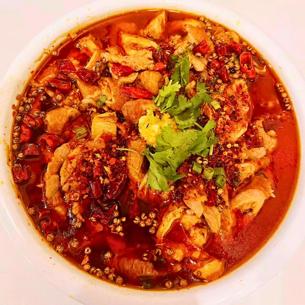 Boiled two kinds of meat in spicy broth at Dallas Spicy Chinese Cuisine, a Chinese Restaurant in Plano.