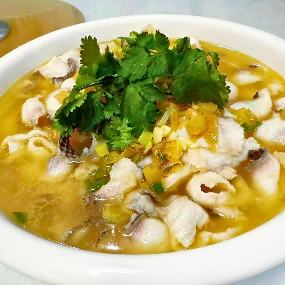 Fish fillet in sour soup at Dallas Spicy Chinese Cuisine, a Chinese Restaurant in Plano.