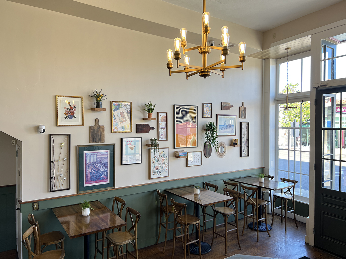 Interior of Brunch Restaurant Dandelion Kaffe with traditional decor in Alameda