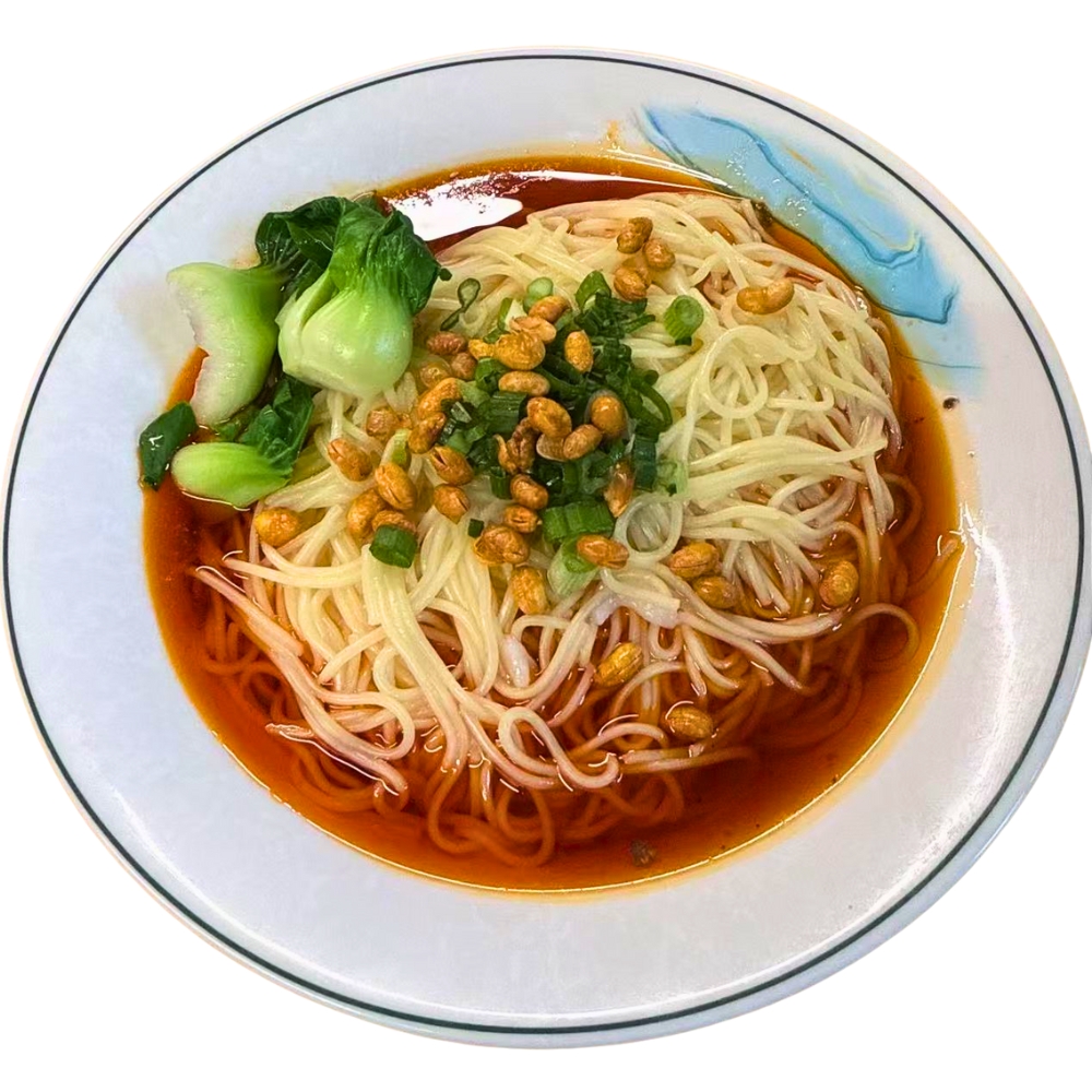 Dan’s-Kitchen-Chinese-Restaurant-Chongqing-Noodles-Bellevue Spicy Chongqing noodles with greens at Dan's Kitchen, a Chinese Restaurant in Bellevue