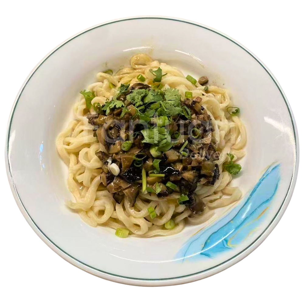 Dan’s-Kitchen-Chinese-Restaurant-Mushroom-Noodles-Bellevue Noodles with mushrooms and herbs at Dan's Kitchen, a Chinese Restaurant in Bellevue