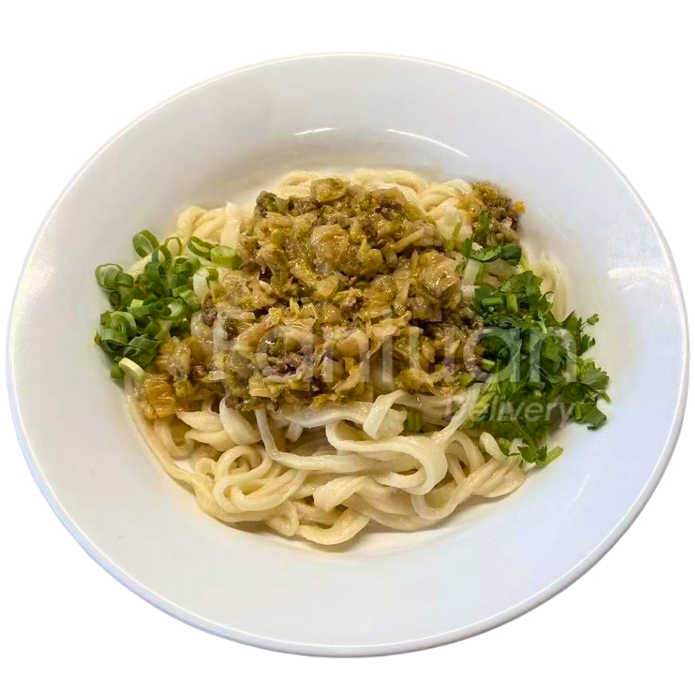Dan’s-Kitchen-Chinese-Restaurant-Pickled-Vegetable-Mince-Noodles-Bellevue Noodles with pickled veg and mince at Dan's Kitchen, a Chinese Restaurant in Bellevue