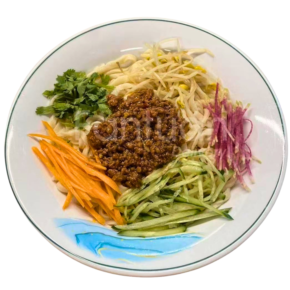 Dan's-Kitchen-Chinese-Restaurant-Zha-Jiang-Noodles-Bellevue Noodles with minced meat and veggies at Dan's Kitchen, a Chinese Restaurant in Bellevue
