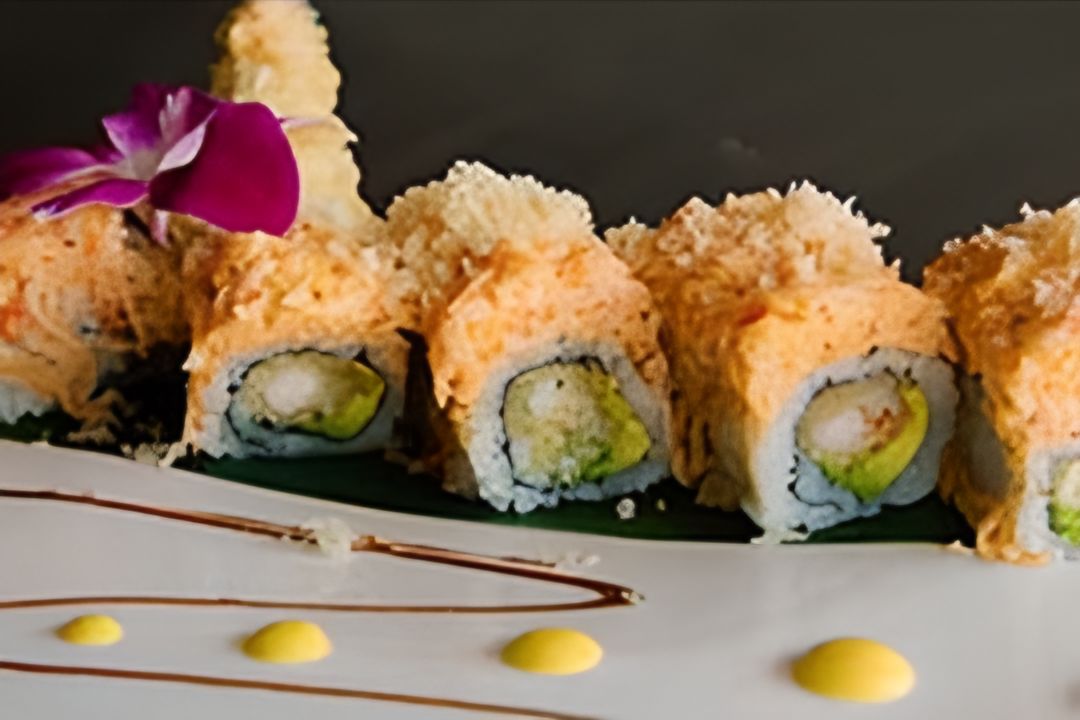 Crunchy sushi roll with tempura and avocado at Dan Zai Ramen & Sushi House, a Asian Fusion Restaurant in Green Brook Township