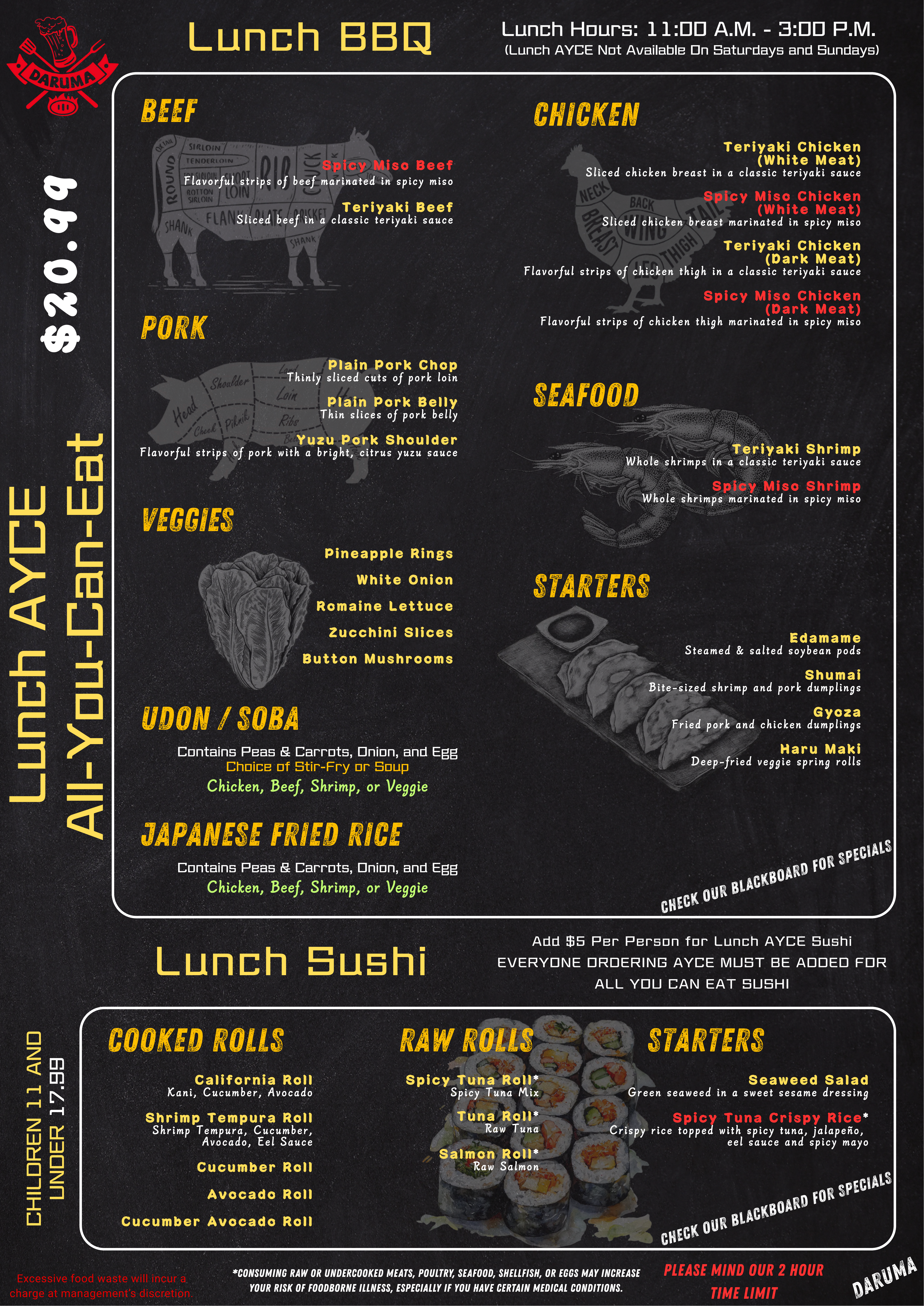 Front page of Darum BBQ's December 2025 All-You-Can-Eat (AYCE) Lunch Menu, Version 2 title 属性