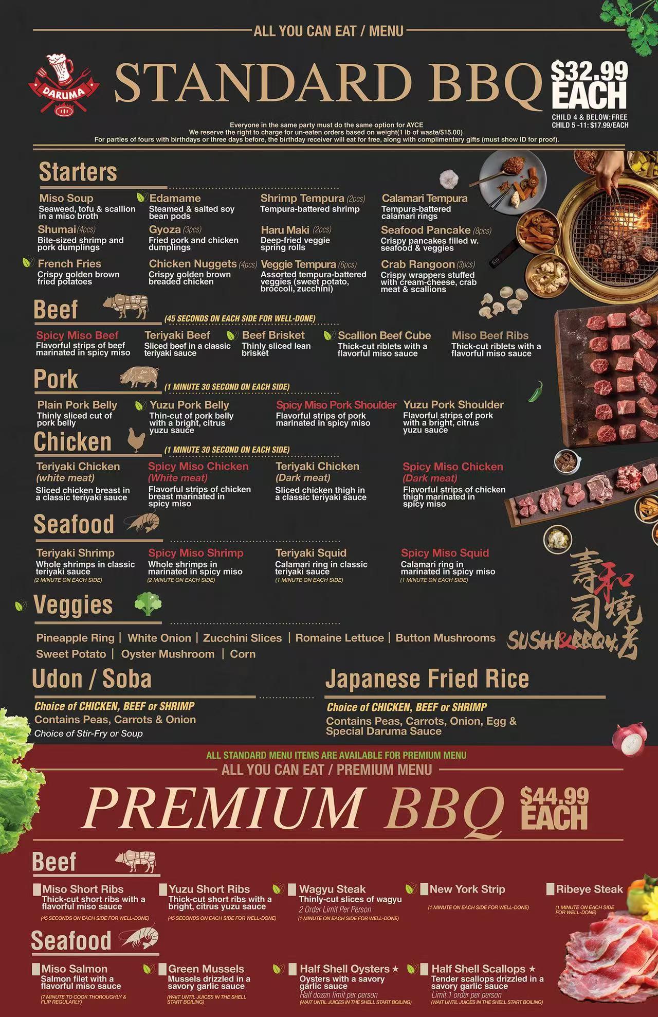 Restaurant menu 1, detailed description provided below