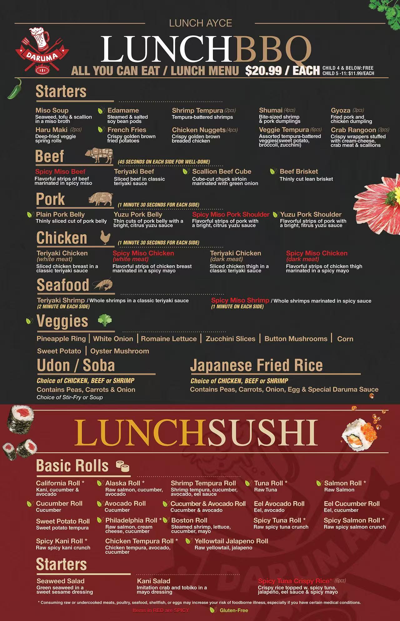 Restaurant menu 1, detailed description provided below