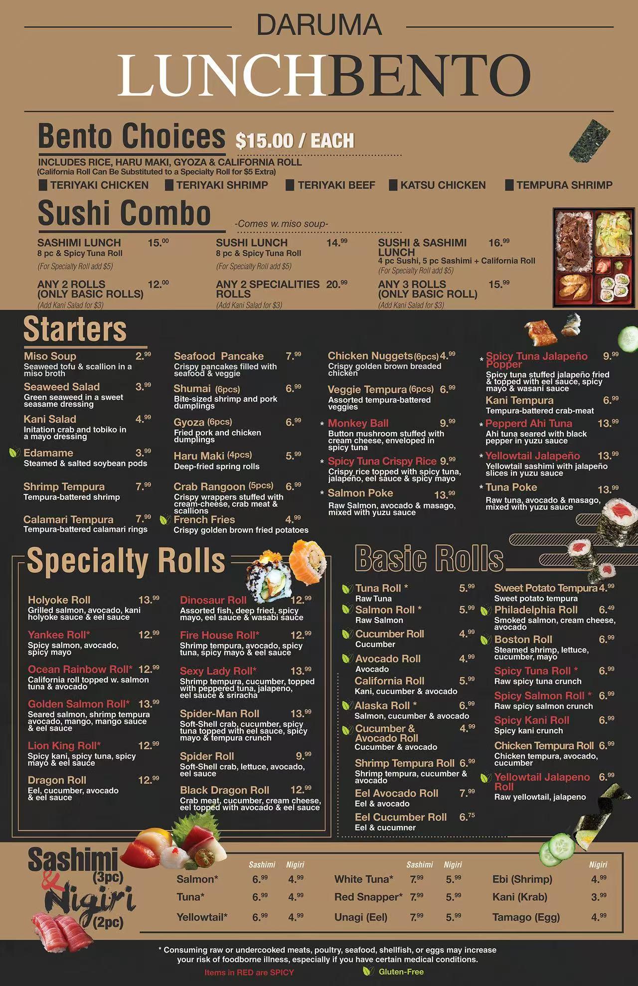 Restaurant menu 1, detailed description provided below