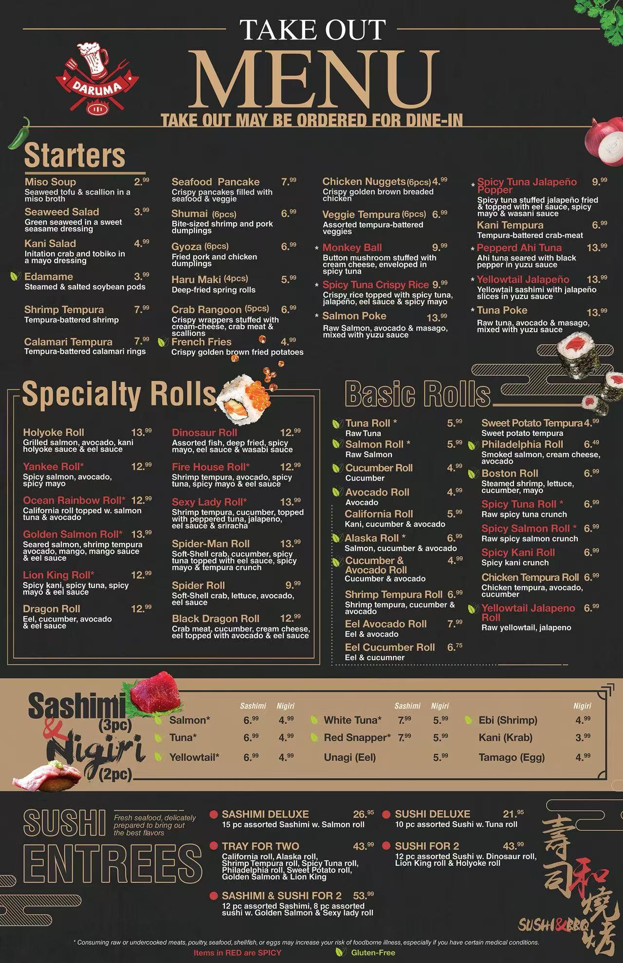 Restaurant menu 1, detailed description provided below