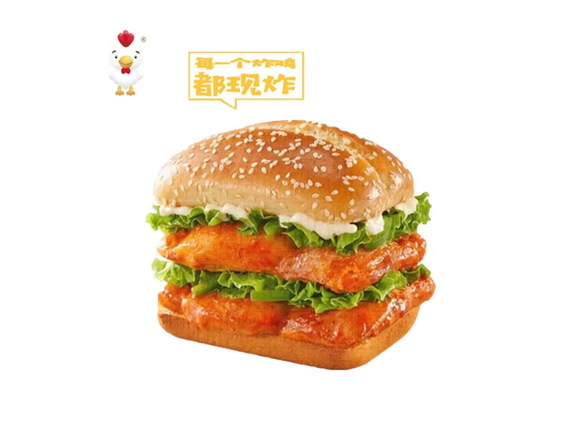 Double‑layer marinated chicken burger with crisp lettuce and creamy sauce at Delicious Fried, a Fast‑food Restaurant in Los Angeles