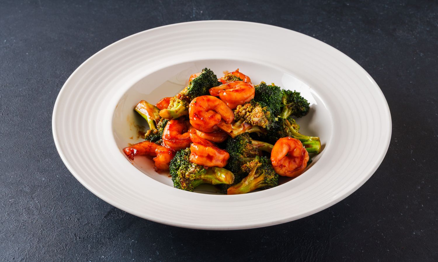 Stir-fried shrimp with broccoli and savory sauce at Dim Sum Bloom Rockville Centre, a Chinese Restaurant in Rockville Centre