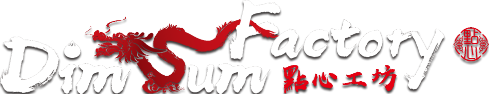 Red dragon Chinese dim sum factory logo at Tom's Dim Sum, a Dim Sum Restaurant in PA