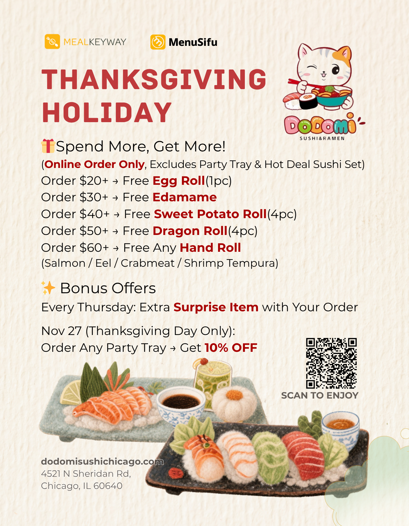 Dodomi Sushi Thanksgiving Special