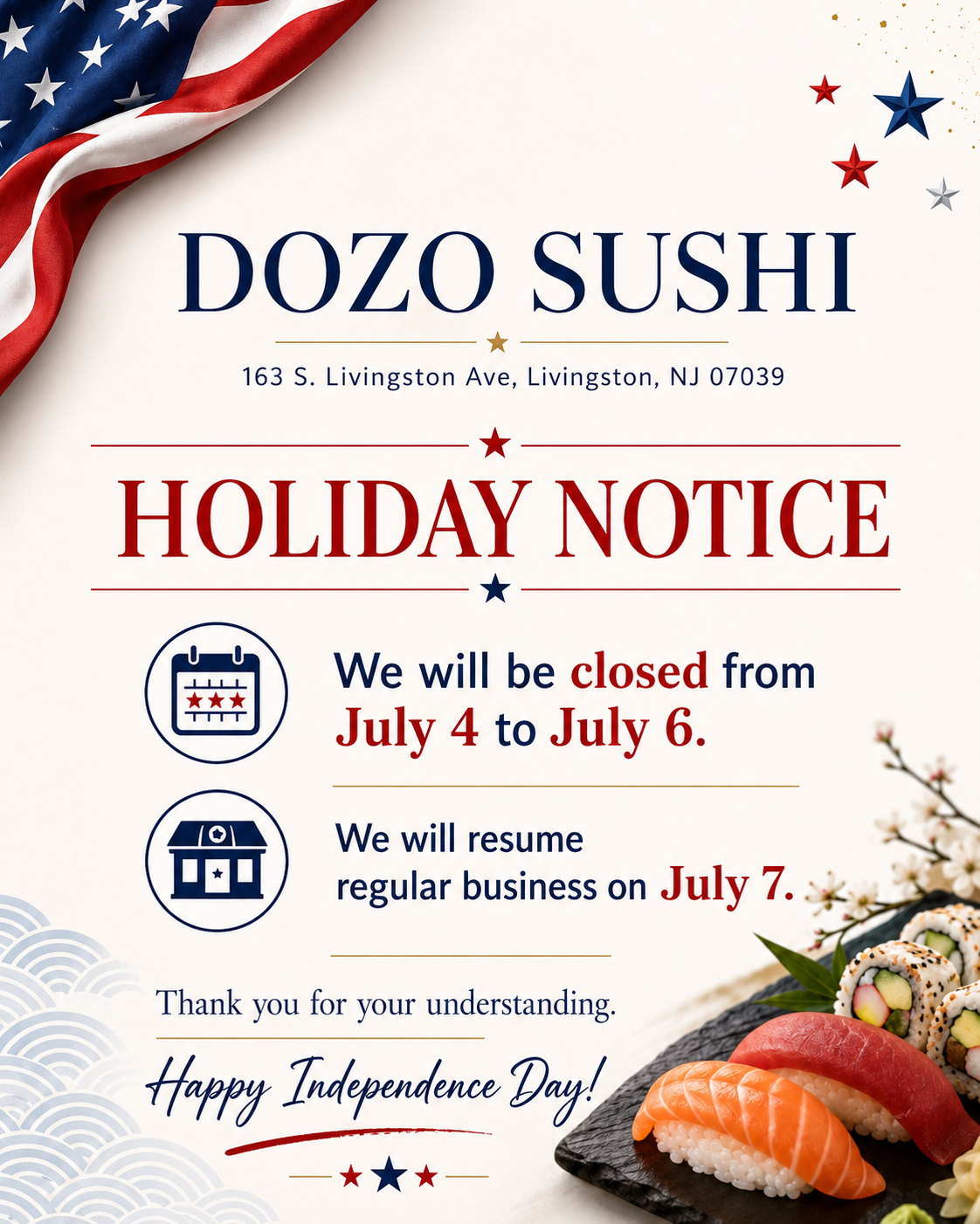 Notice of Special Operating Hours