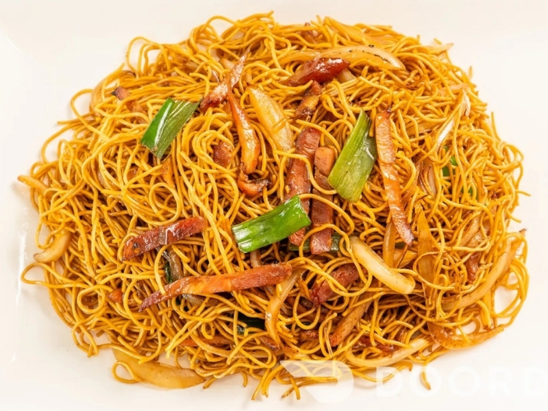 Egg noodles stir-fried with BBQ pork and veggies at Dragon 88, a Chinese Restaurant in Conception Bay South