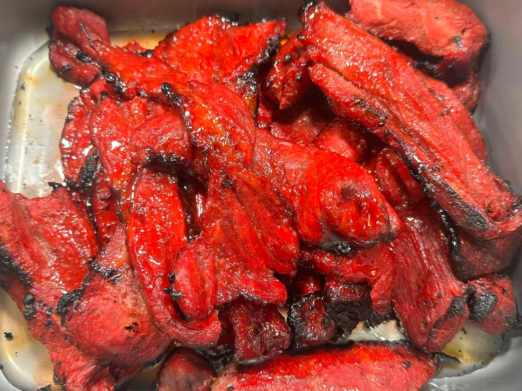Glazed barbecued pork pieces at Dragon Garden, a Chinese Restaurant in Palmdale
