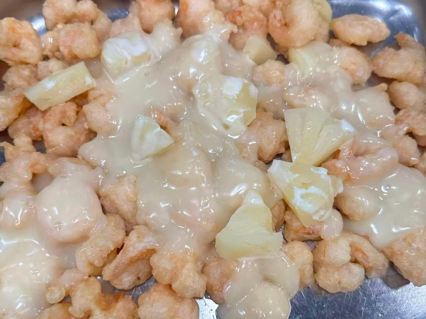 Crispy shrimp with creamy sauce and pineapple chunks at Dragon Garden, a Chinese Restaurant in Palmdale