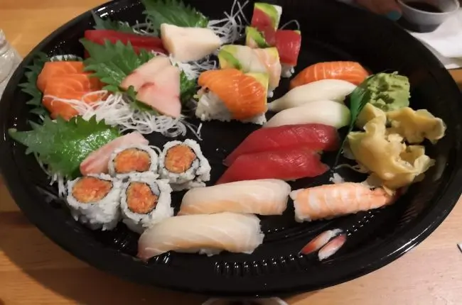 Classic assorted nigiri and maki sushi platter at Dragon Sushi, a Japanese Restaurant in New York