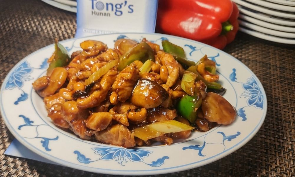 Cashew chicken stir-fry with cashews and vegetables at Tong's Hunan Restaurant, a Chinese Restaurant in Northbrook