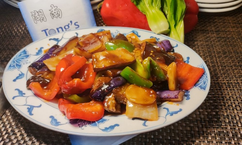 Yu xiang eggplant with spicy garlic sauce stir-fry at Tong's Hunan Restaurant, a Chinese Restaurant in Northbrook
