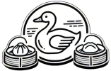 Duck & Dumpling restaurant logo with duck and dumplings at Duck & Dumpling, a Chinese Restaurant in San Antonio