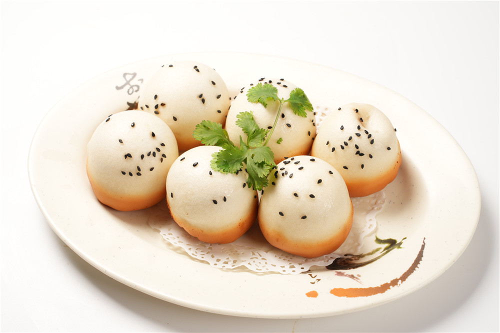 Shengjian mantou with black sesame at Dumpling Delight, a Chinese Restaurant in Millbrae