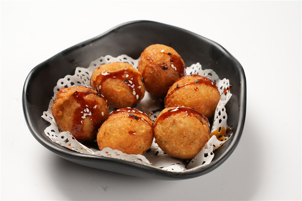Fried taro balls with sauce and sesame at Dumpling Delight, a Chinese Restaurant in Millbrae