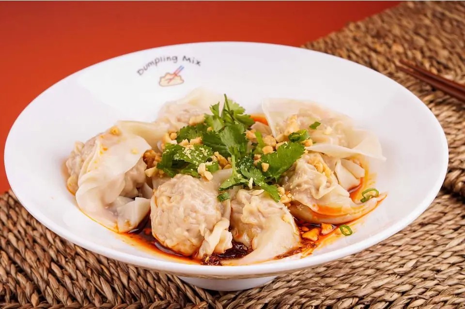 Spicy Shrimp & Pork Wonton(6) at Dumpling Mix, a Chinese restaurant in Redondo Beach