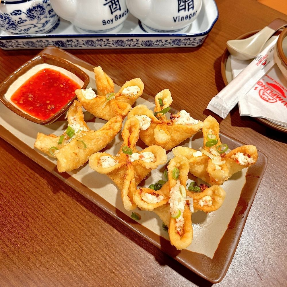Fried wontons stuffed with cheese at Dumpling U, a Chinese Restaurant in Fresno